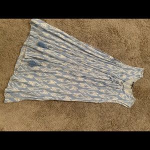 Baby blue and white mini smock dress